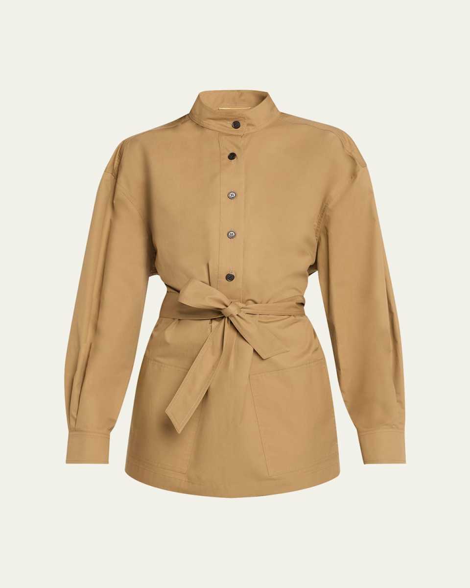Half-Buttoned Belted Tunic